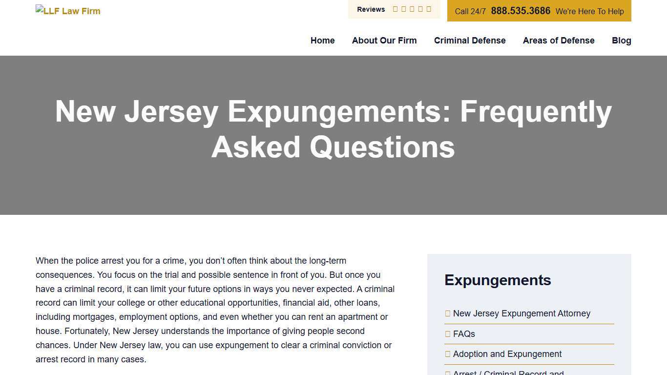 New Jersey Expungements: Frequently Asked Questions NJ Criminal Defense