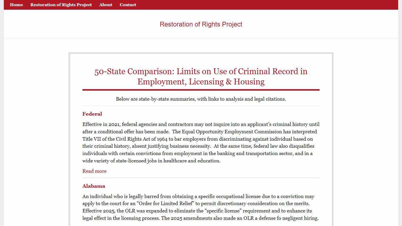 50-State Comparison: Limits on Use of Criminal Record in Employment, Licensing & Housing Collateral Consequences Resource Center